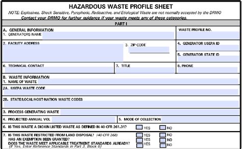Hazardous Waste Sheet