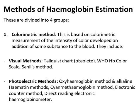 Hb Estimation By Colorimetric Method