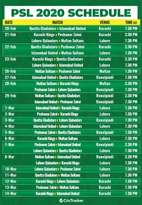 hbl psl match schedule 2023