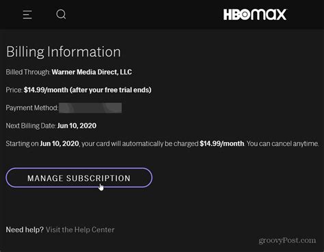 hbo max my account cancel