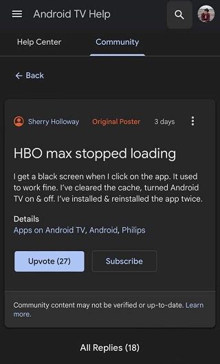 hbo max not loading on tv