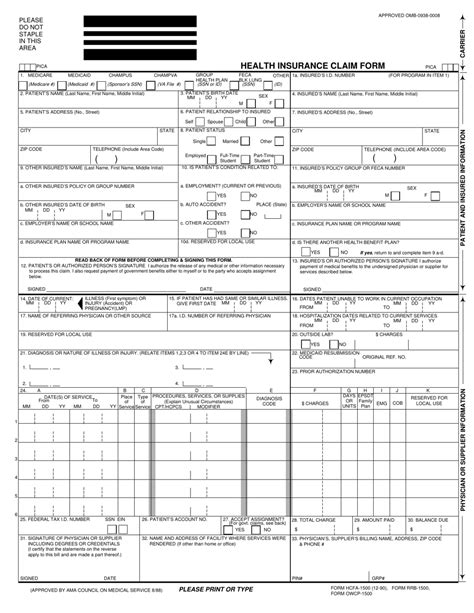 hcfa 1500 claim form template