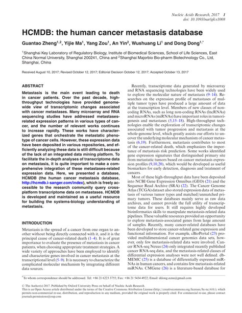 hcmdb human cancer metastasis database