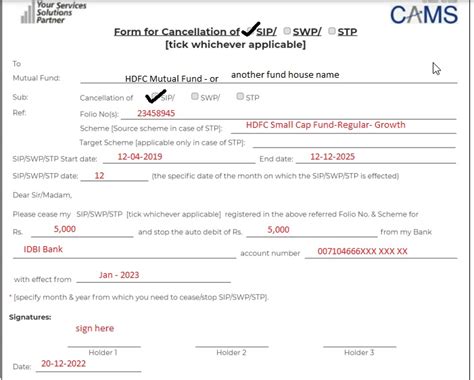 hdfc mutual fund sip stop form