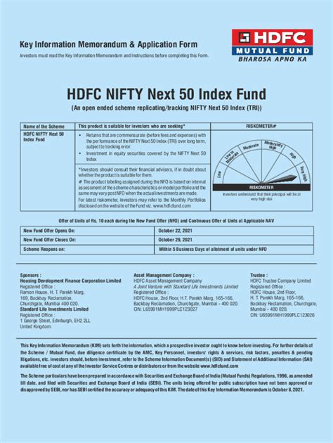 hdfc nifty 50 index fund application form
