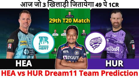 hea vs hur dream11 prediction today match