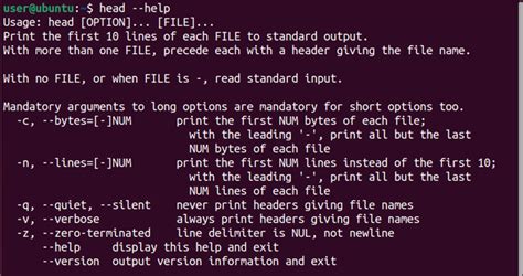 Head Options In Linux