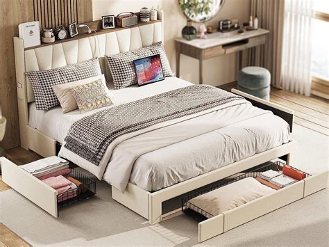Headboard Storage Platform Bed