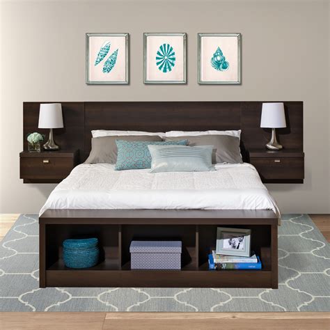 Headboard With Floating Nightstands