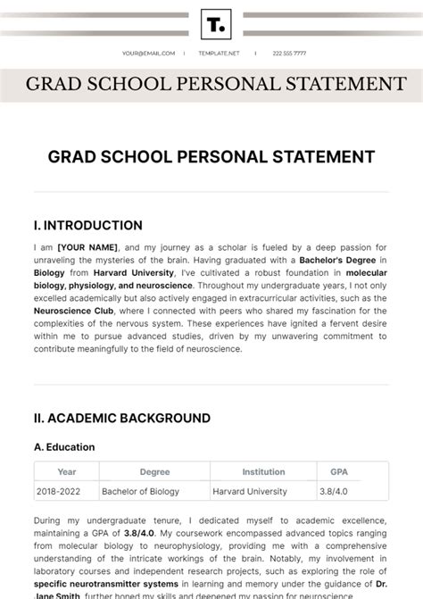 Header For Grad School Personal Statement