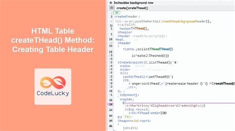 Header For Table Row Html