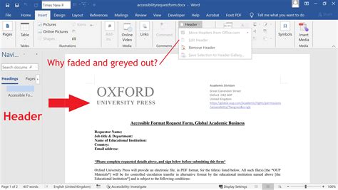 Header Is Greyed Out In Word