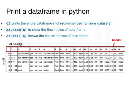 header of dataframe python