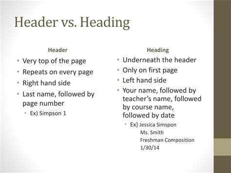 Heading Vs Header Mla
