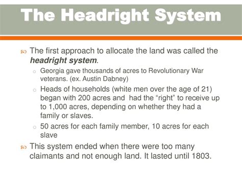 headright system apush