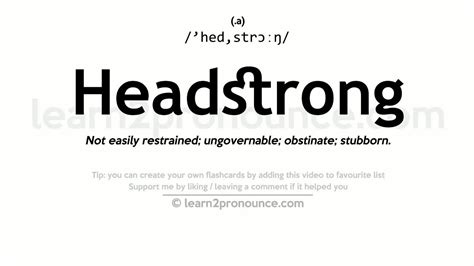 headstrong meaning in english