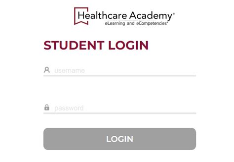 health care academy student sign in page