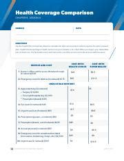 health coverage comparison worksheet answer key quizlet
