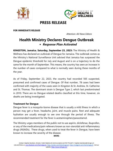 health ministry declares dengue outbreak