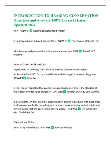 Hearing Conservation Questions