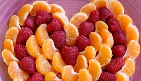 Heart Shaped Fruit Platter With Orange Whipped Cream