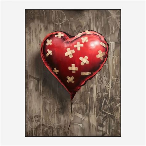 heart balloon banksy canvas