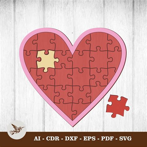 Customizing heart puzzle template with image editing software