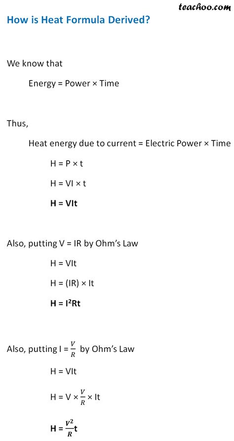 Heat Generated In A Circuit Formula