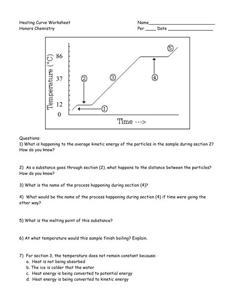 heating and cooling curves worksheet review