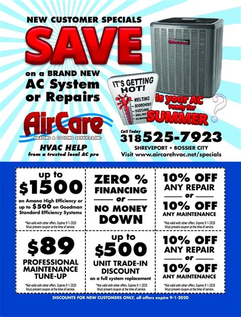 heating and cooling repair services coupons