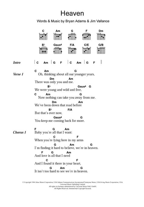 heaven bryan adams guitar chords