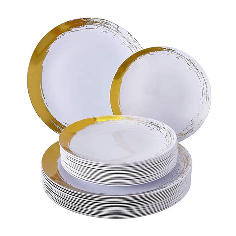 Rose Gold Plates Lace Design Disposable Plastic Plates Premium Heavy