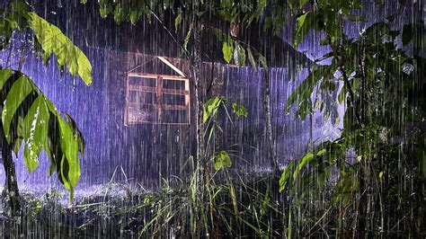 heavy rain sounds hitting abandoned house