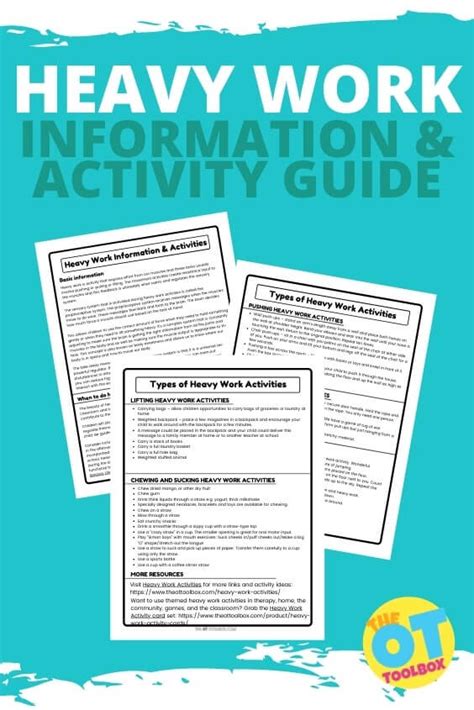 Heavy Work Activities Printable