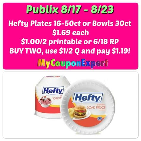 Hefty Plates & Bowls just 1.19 each pack at Publix starting 8/17! My