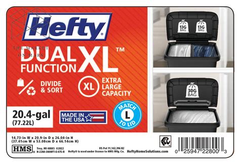 Hefty Dual Function Black Kitchen Garbage Can 20.4 Gal