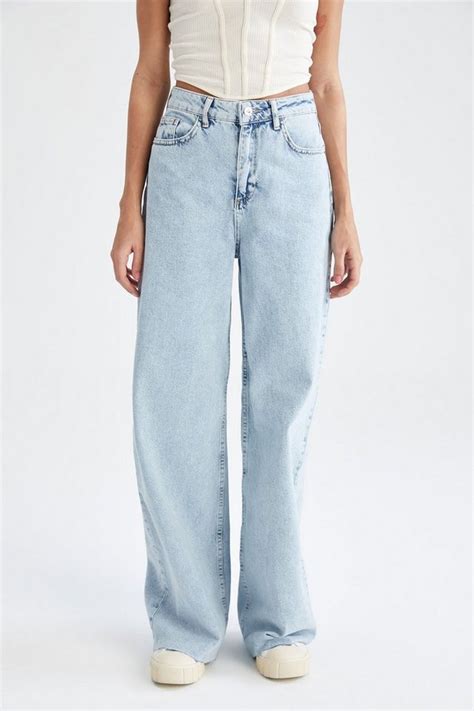 hellblaue jeans damen weit