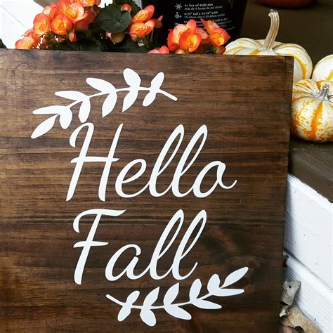 Hello Fall wood sign Farmhouse Style Hello Fall sign Sign Etsy