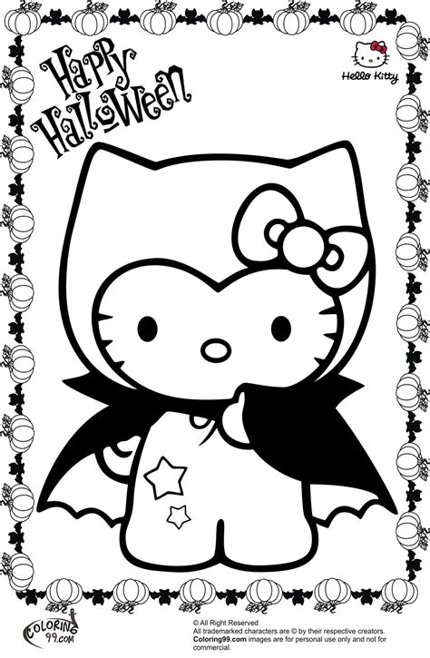 hello kitty halloween coloring pages printables