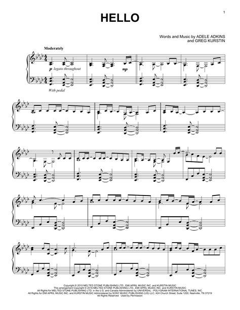 Hello Adele Piano Sheet
