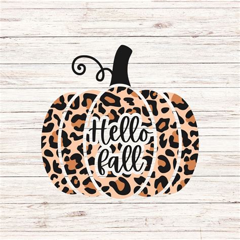 53+ Hello Fall Leopard Pumpkin SVG, Hello Fall Leopard Animal Print Pumpkin Sign. Hello Fall Sublimation Designs Autumn