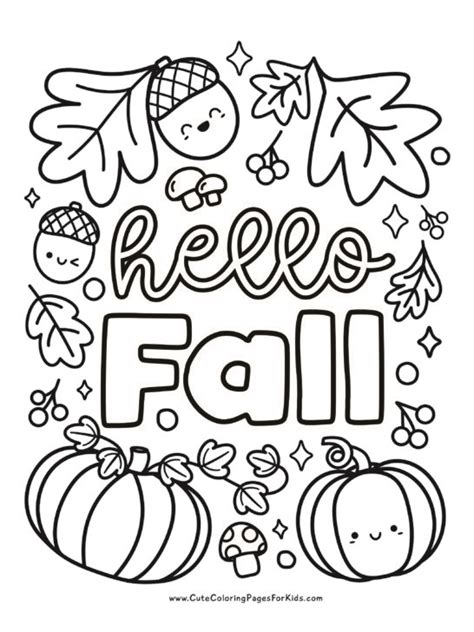 Hello Fall Printable To Color