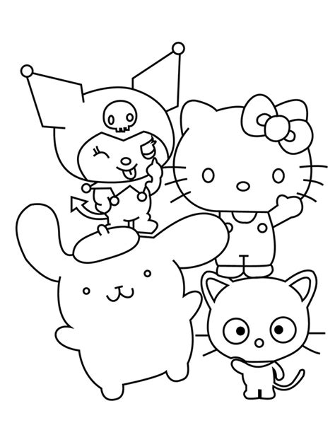 hello kitty and friends drawing pages