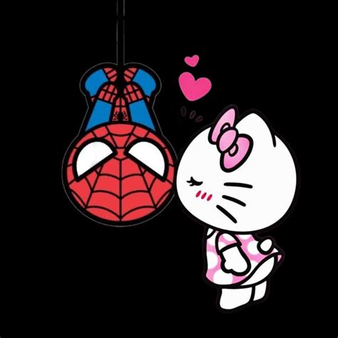 hello kitty and spiderman kissing