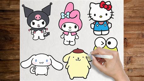 hello kitty characters trace drawing