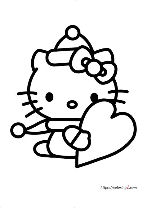 hello kitty coloring pages heart