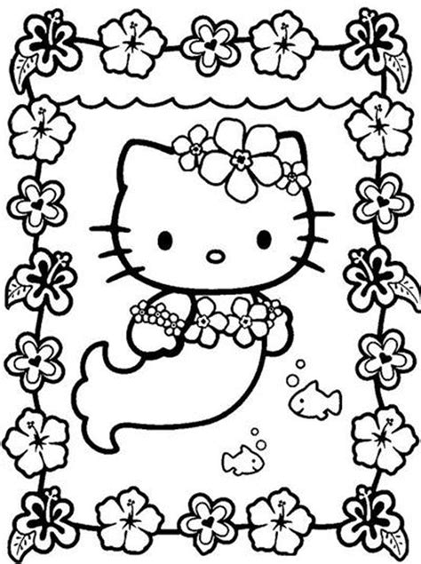hello kitty coloring pages printable mermaid