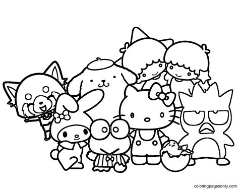 hello kitty sanrio characters coloring pages