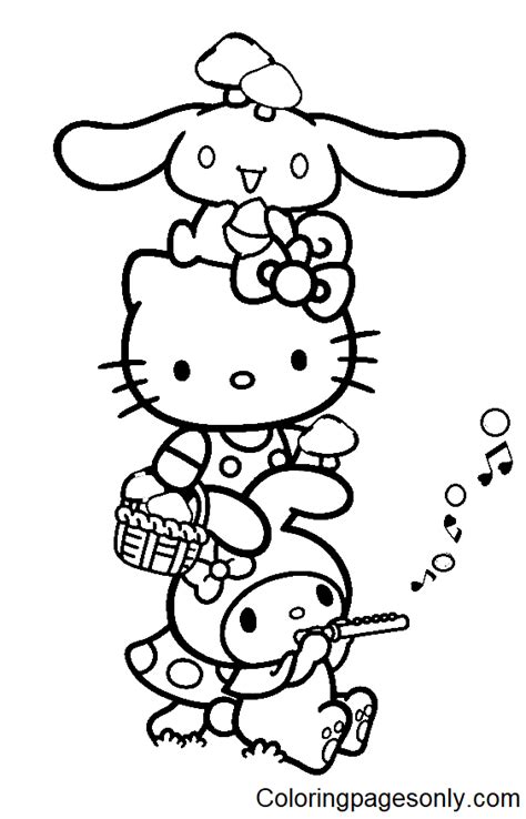 hello kitty y melody para colorear