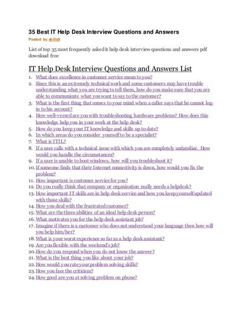 Help Desk It Interview Questions